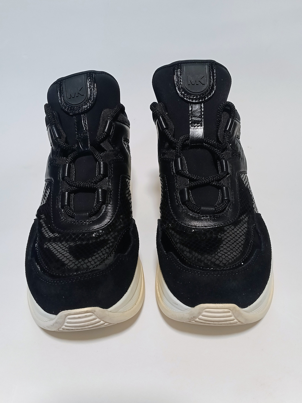 Michael Kors MK Black Leather Suede Chunky Fashion Sneakers Size US 9.5